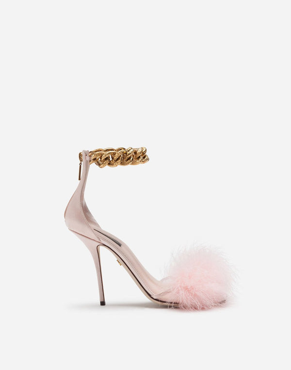 Marabou Sandals With Chain