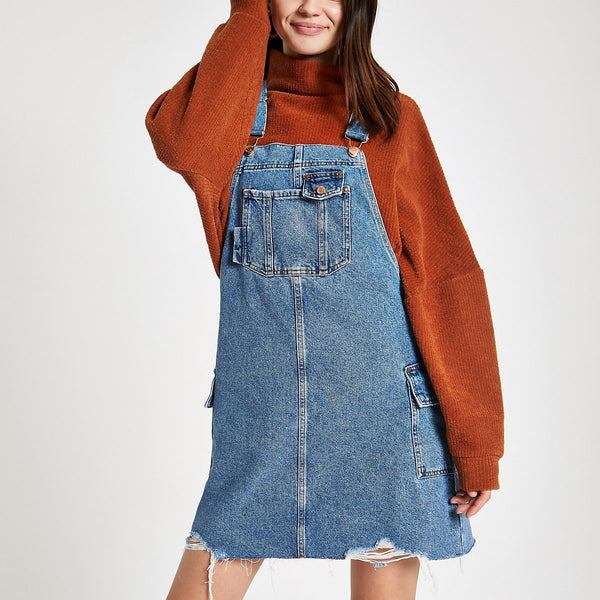 Blue utility denim dress