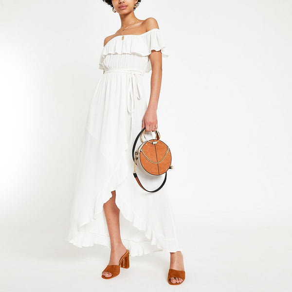 White bardot maxi dress