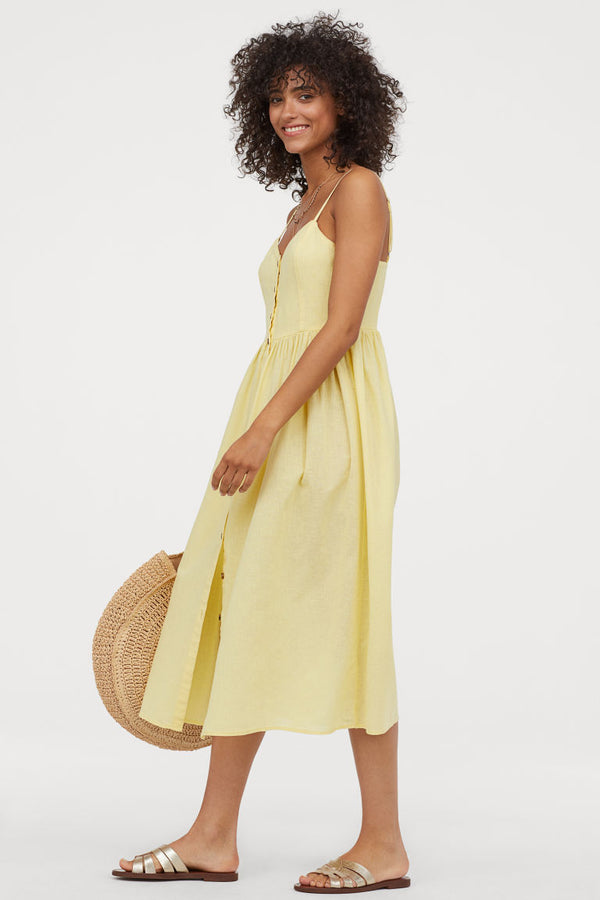 Linen-blend dress