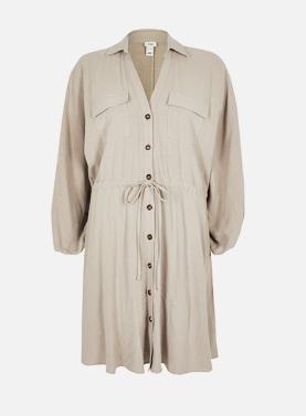 Light grey linen shirt dress